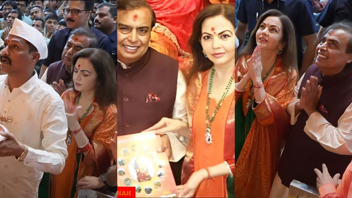 'लालबागचा राजा' पहुंचीं नीता अंबानी, पति ने प्यार से लगाया तिलक, अनारकली में लगीं सुंदर