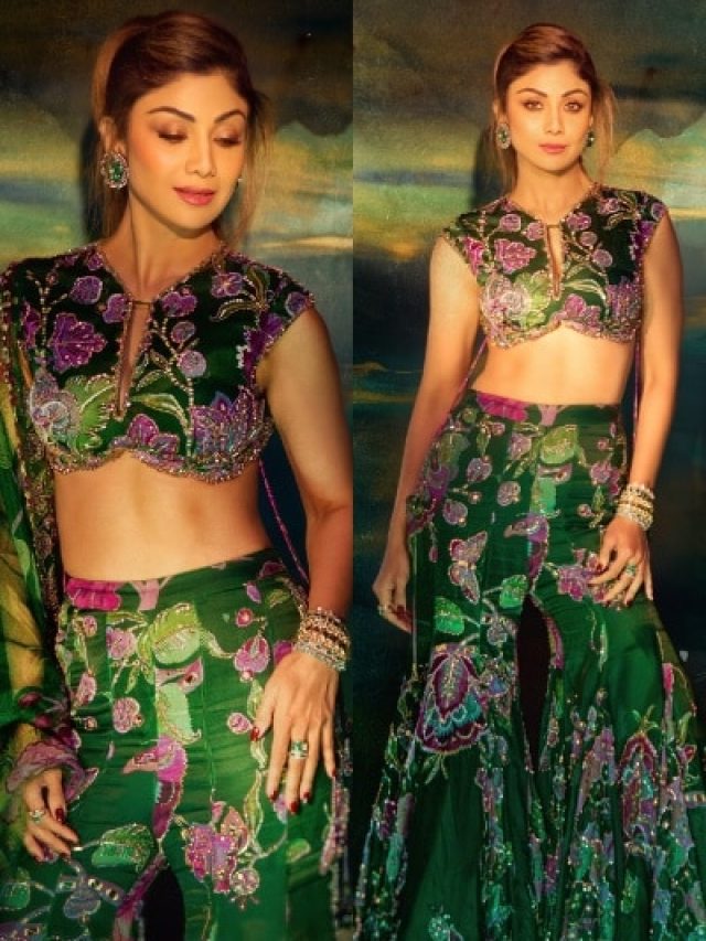 ग्रीन शरारा-ब्लाउज में कहर ढा रहीं शिल्पा शेट्टी, लाखों में है कीमत