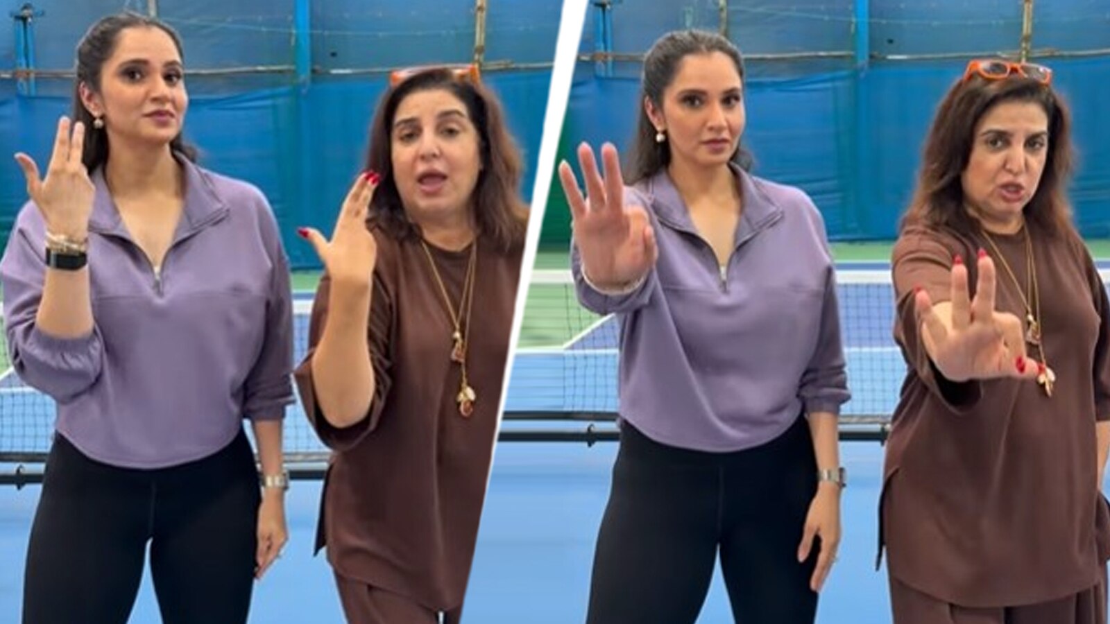 टेनिस कोर्ट पर फराह संग सानिया म‍िर्जा ने बनाई रील, 'ठुमक-ठुमक' गाने पर नाचीं