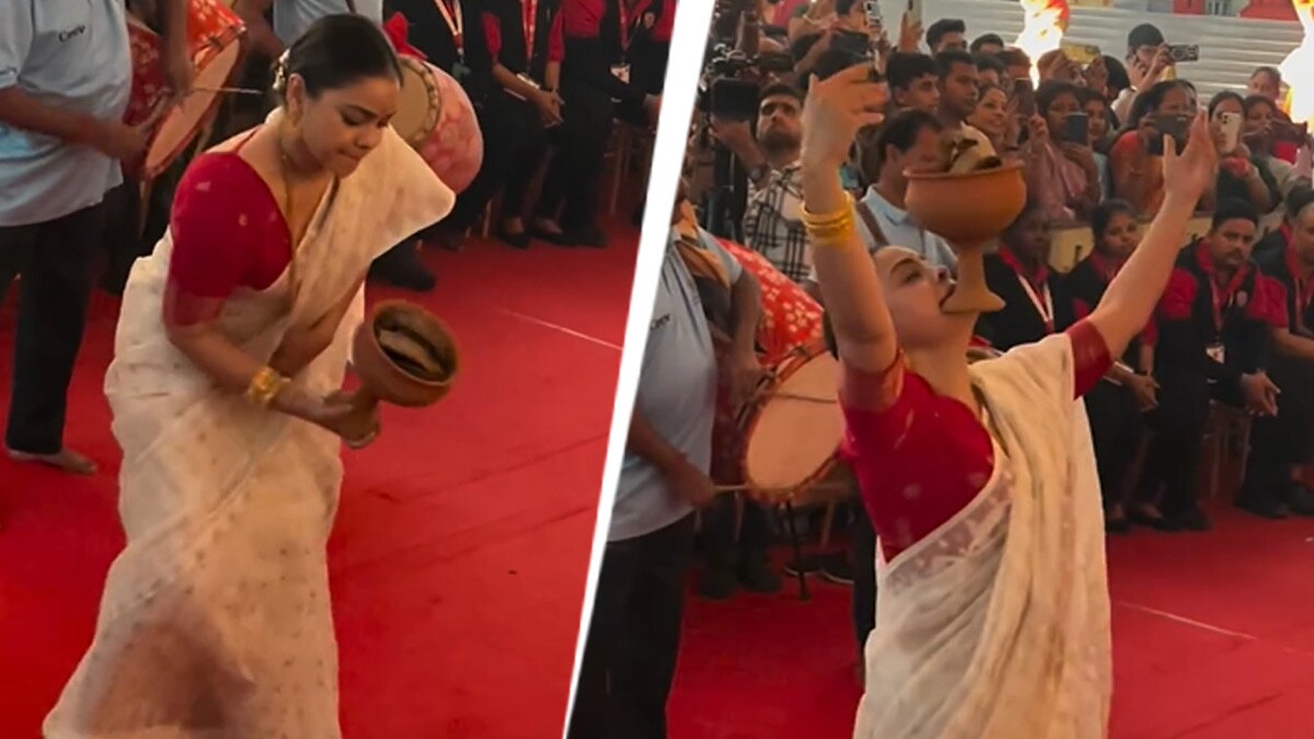 दुर्गा पूजा में हादसे से बची कपिल की ऑनस्क्रीन पत्नी, नहीं रोका डांस, भक्ति में दिखी लीन