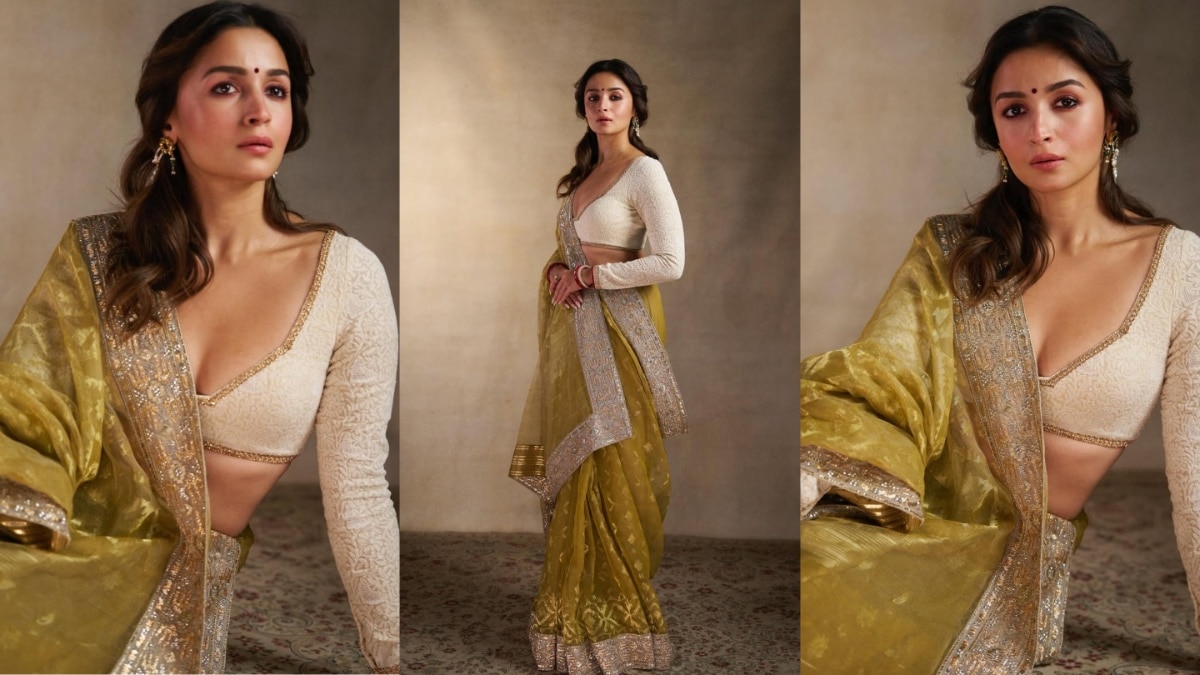 ढाका की साड़ी और कुंदन जूलरी पहन सजीं आलिया भट्ट, दुर्गा पंडाल में दिखा 'देसी क्वीन' अवतार