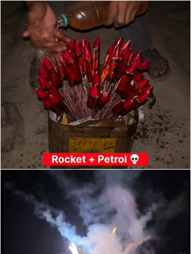 पटाखों पर पेट्रोल डालकर लड़कों ने लगाई आग, लोग बोले - मजा नहीं आया