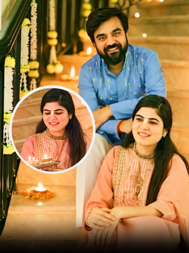 देवी चित्रलेखा का सिंपल लेकिन ग्रेसफुल लुक, पति संग ऐसे मनाई दिवाली, PHOTOS