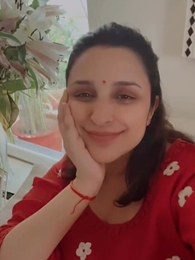 लाल सूट-बिंदी, प्रेग्नेंट परिणीति ने मनाई नवमी, चेहरे पर दिखा प्रेग्नेंसी ग्लो