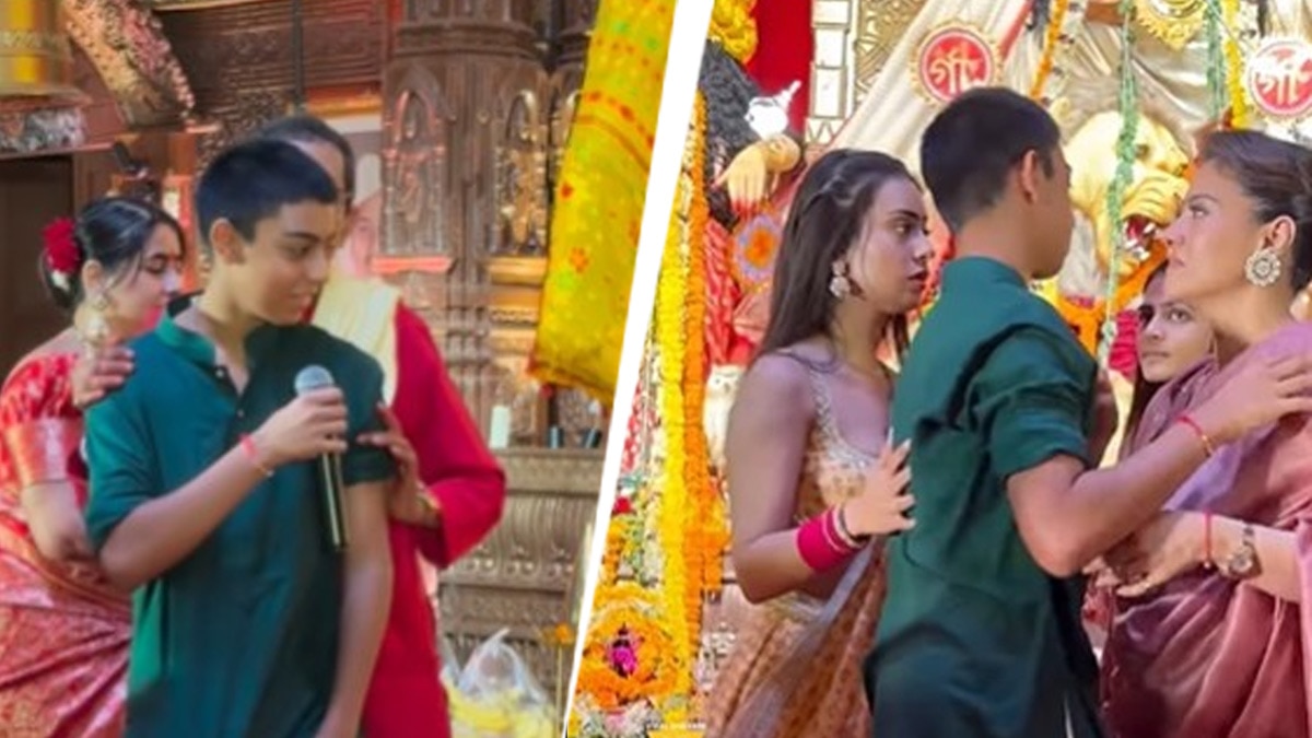 पंड‍ित जी ने काजोल के बेटे से लगवाया जयकारा, देखकर खुश एक्ट्रेस, बजाई ताली