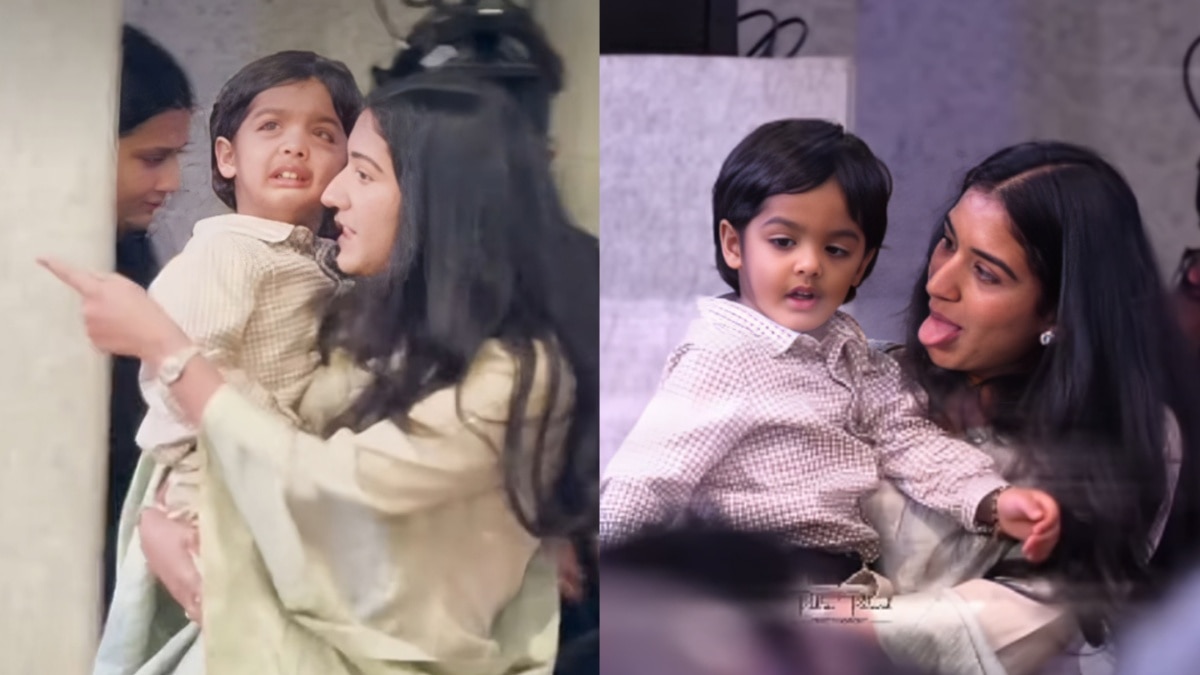 रोते कृष्णा को जीभ निकालकर चुप कराती दिखीं मामी राधिका, ईशा के बेटे के साथ की मस्ती, VIDEO