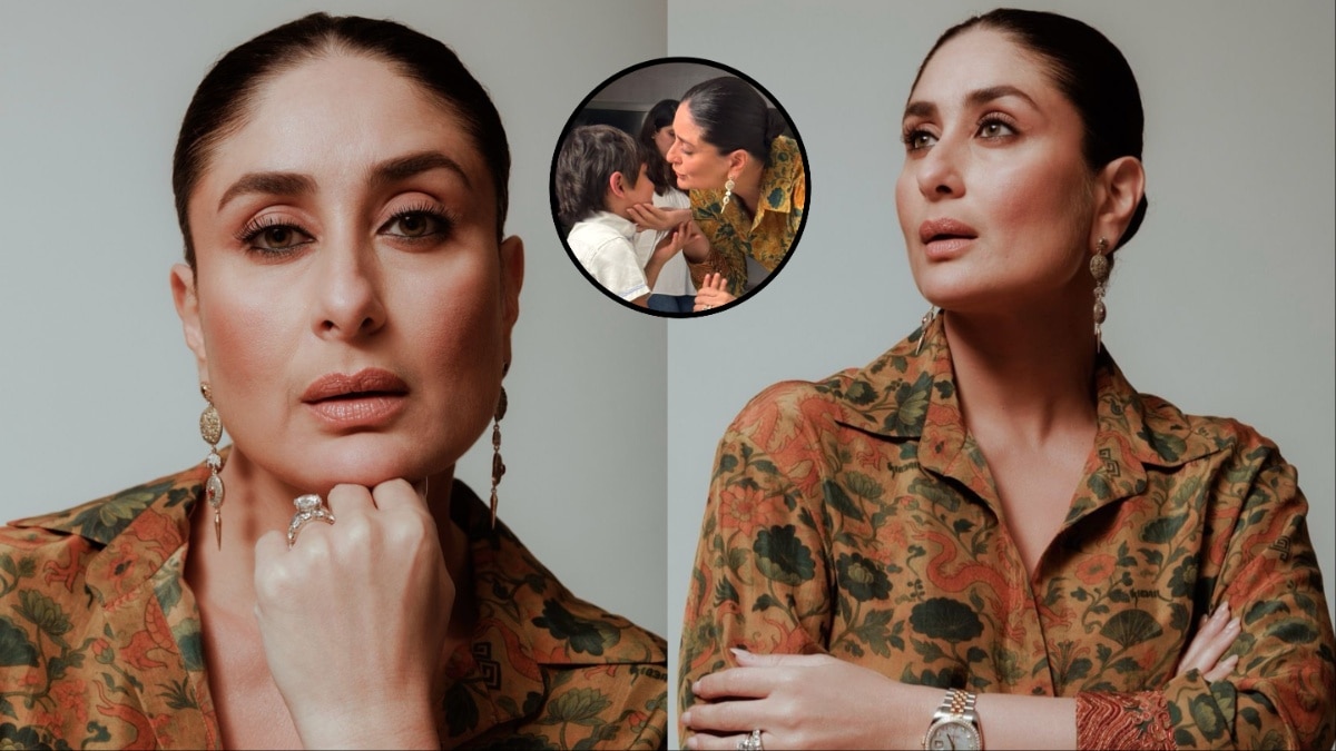 स्कर्ट पहन इतराईं 45 साल की करीना कपूर, स्कूल से लौटा बेटा दिखा ड्रेस में, PHOTOS