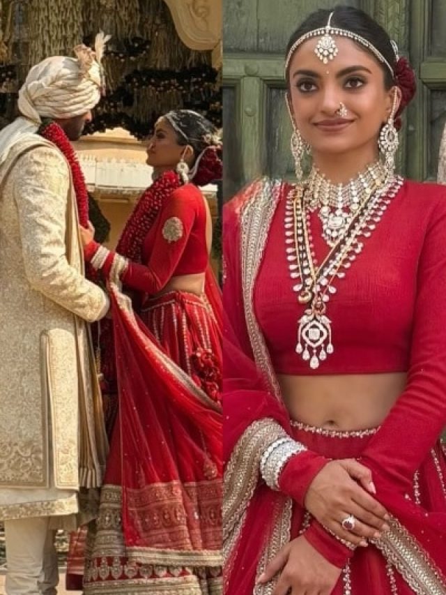 दुल्हन बनीं NRI अरबपति की बेटी, लाल लहंगे में ढाया कहर, Photos पर हार बैठेंगे दिल