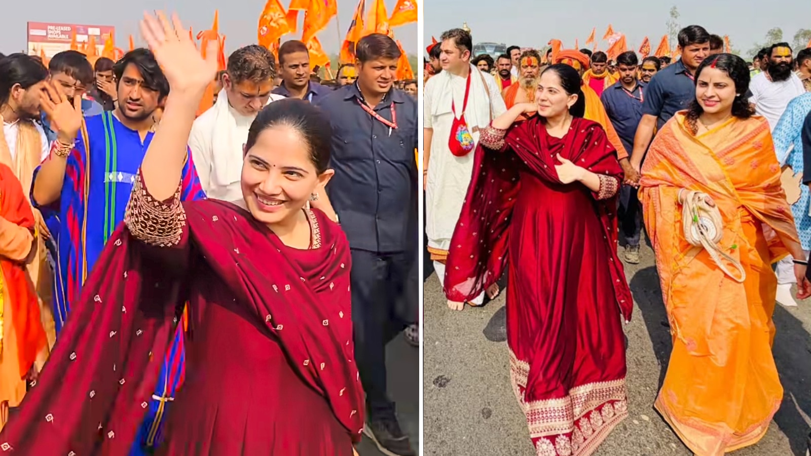 धीरेन्द्र शास्त्री के आगे-आगे चल रही थीं जया किशोरी! मरून सूट में ट्रेडिशनल लुक छाया