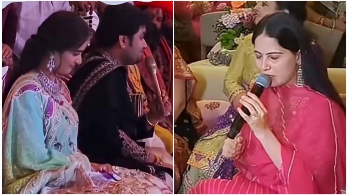 पत्नी शिप्रा के बगल में बैठकर कथावचक इंद्रेश ने गाया भजन... साथ दिखीं जया किशोरी, VIDEO