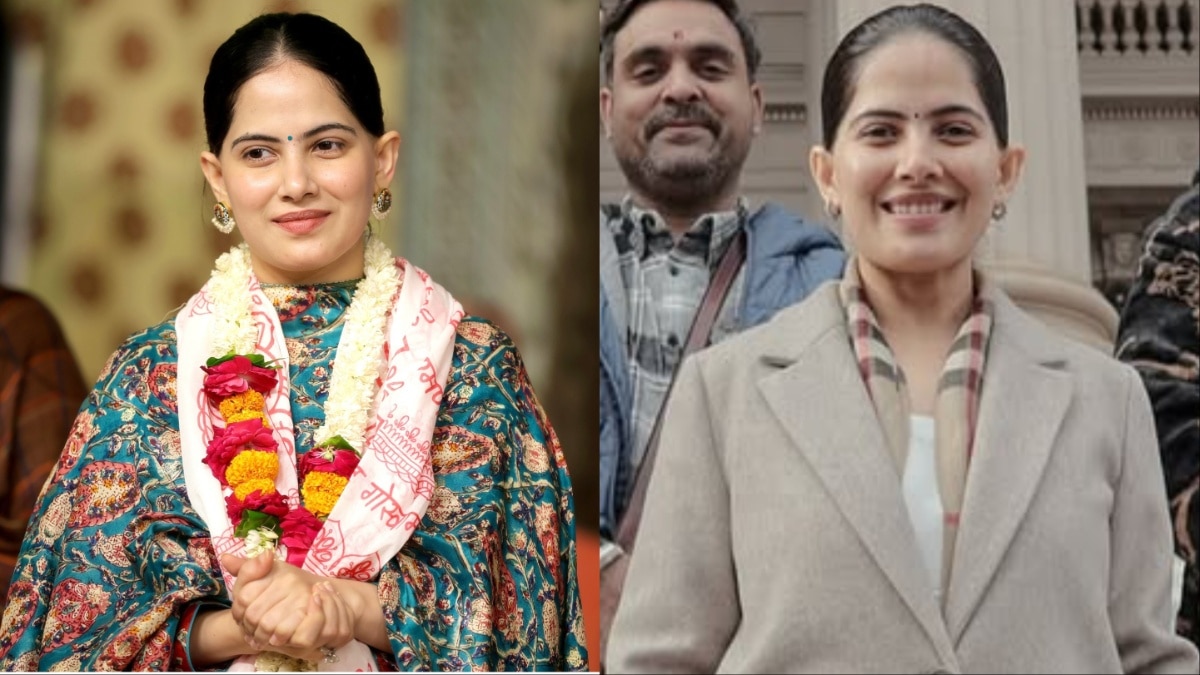 विदेश में छा गया कथावाचक जया किशोरी का ये लुक,ओवरकोट पहन एयरपोर्ट पर आईं नजर