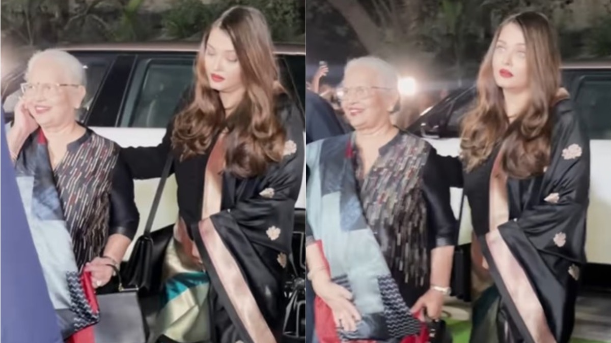 ऐश्वर्या ने काले रंग की ड्रेस संग कैरी किया बनारसी दुपट्टा... दिखा नवाबी लुक, Photos