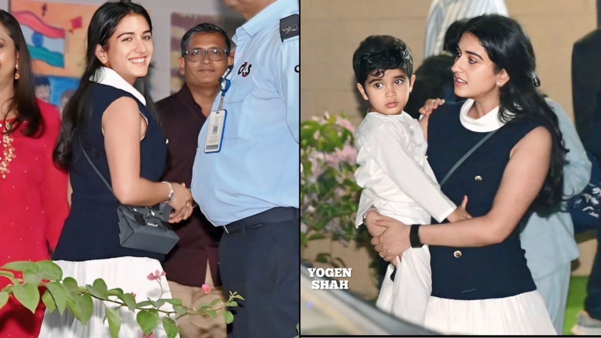 भांजे को गोद में लिए-लिए फिरीं मासी राधिका, 37K की मिनी ड्रेस में लगीं Cool