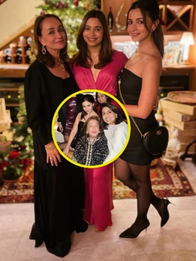 सास नीतू और बहन शाहीन संग आलिया ने की Christmas पार्टी, ब्लैक आउटफिट में ढाया कहर