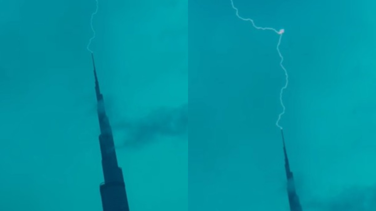 जब बुर्ज खलीफा से टकराई बिजली, कैमरे में कैद हुआ हैरान करने वाला नजारा