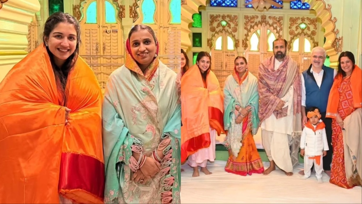 भारी गहने छोड़ सिंपल लुक में दिखीं राधिका अंबानी, मायके वालों संग किए श्रीनाथजी के दर्शन