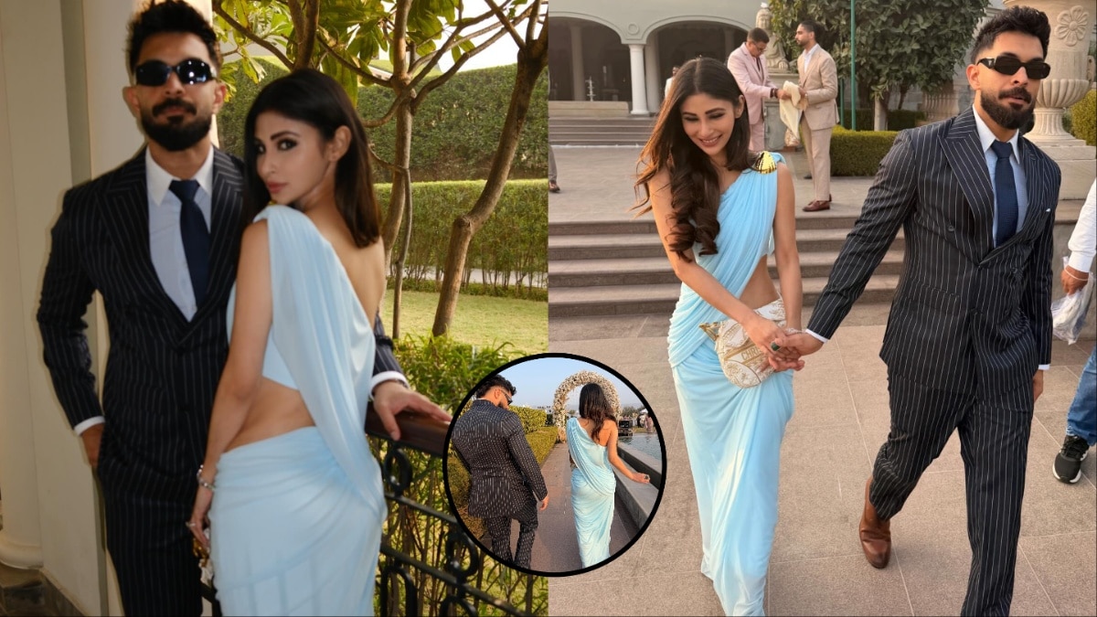 दोस्त की शादी में मौनी रॉय का दिखा हॉट लुक, पति सूरज भी नहीं हटा पाएं नजर; PHOTOS