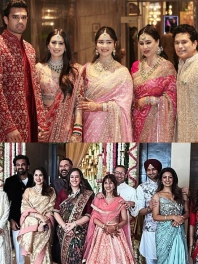 लाल साड़ी में सचिन की बहू, अर्जुन की शादी में क्रिकेटरों की बीवियों का जलवा,PHOTOS
