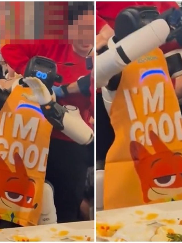 बेकाबू हुआ रोबोट, तोड़ी टेबल और प्लेट, लोगों ने दिया ऐसा रिएक्शन