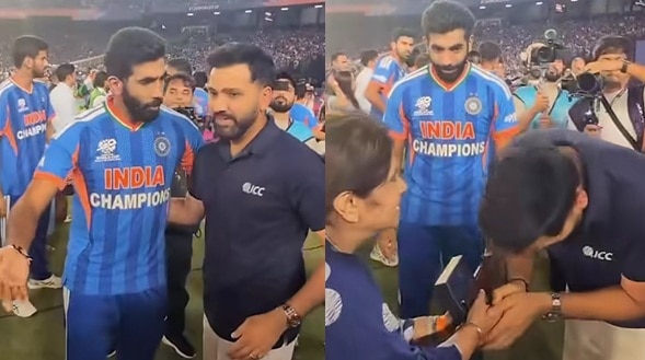 बुमराह की मां के सामने झुके रोहित शर्मा, दिल छू लेगा ये VIDEO