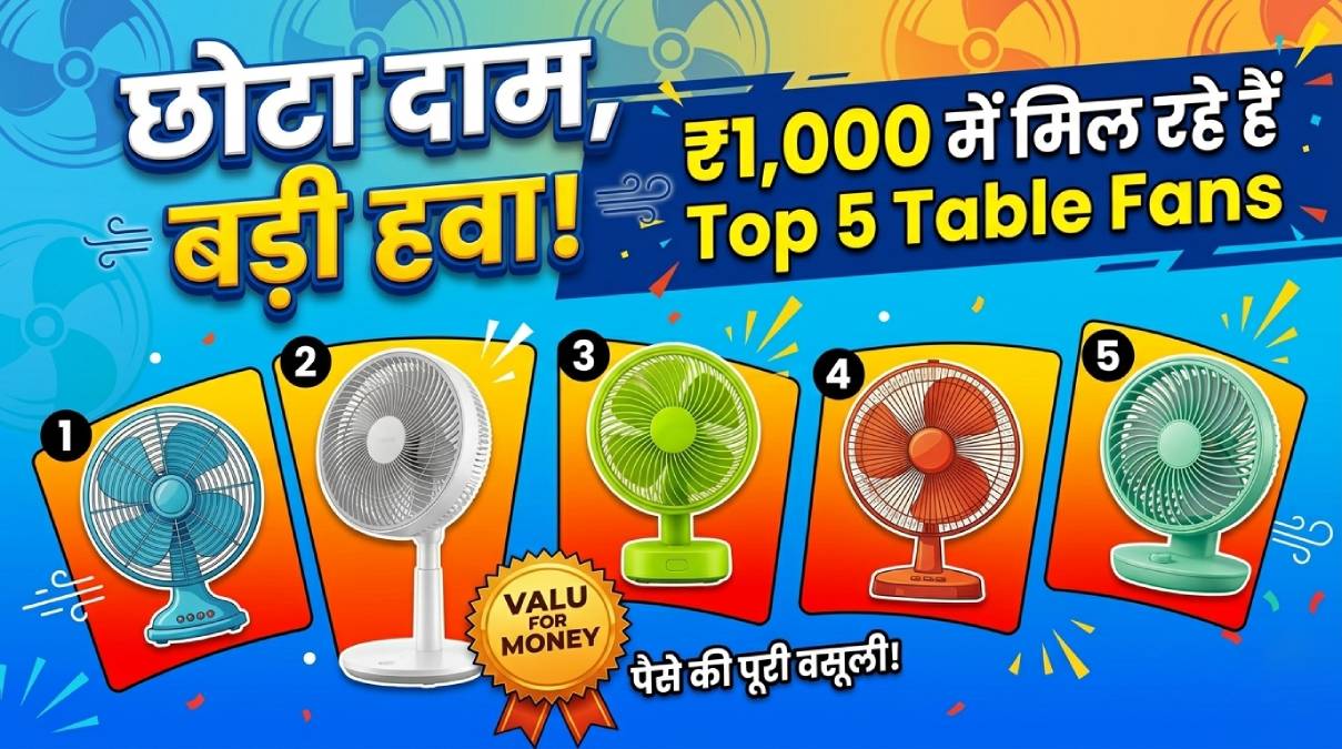 छोटा दाम, बड़ी हवा! ₹1,000 में मिल रहे हैं Top 5 Table Fans