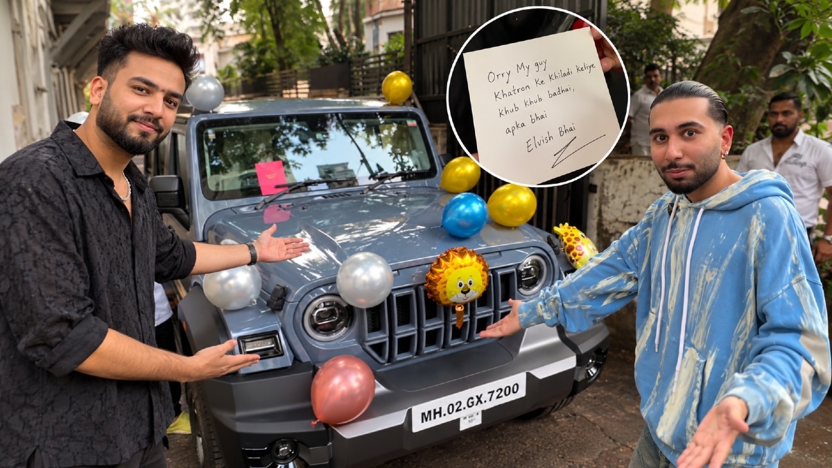 G-Wagon से उतरते ही मिला सरप्राइज! Elvish ने Orry को गिफ्ट की Thar